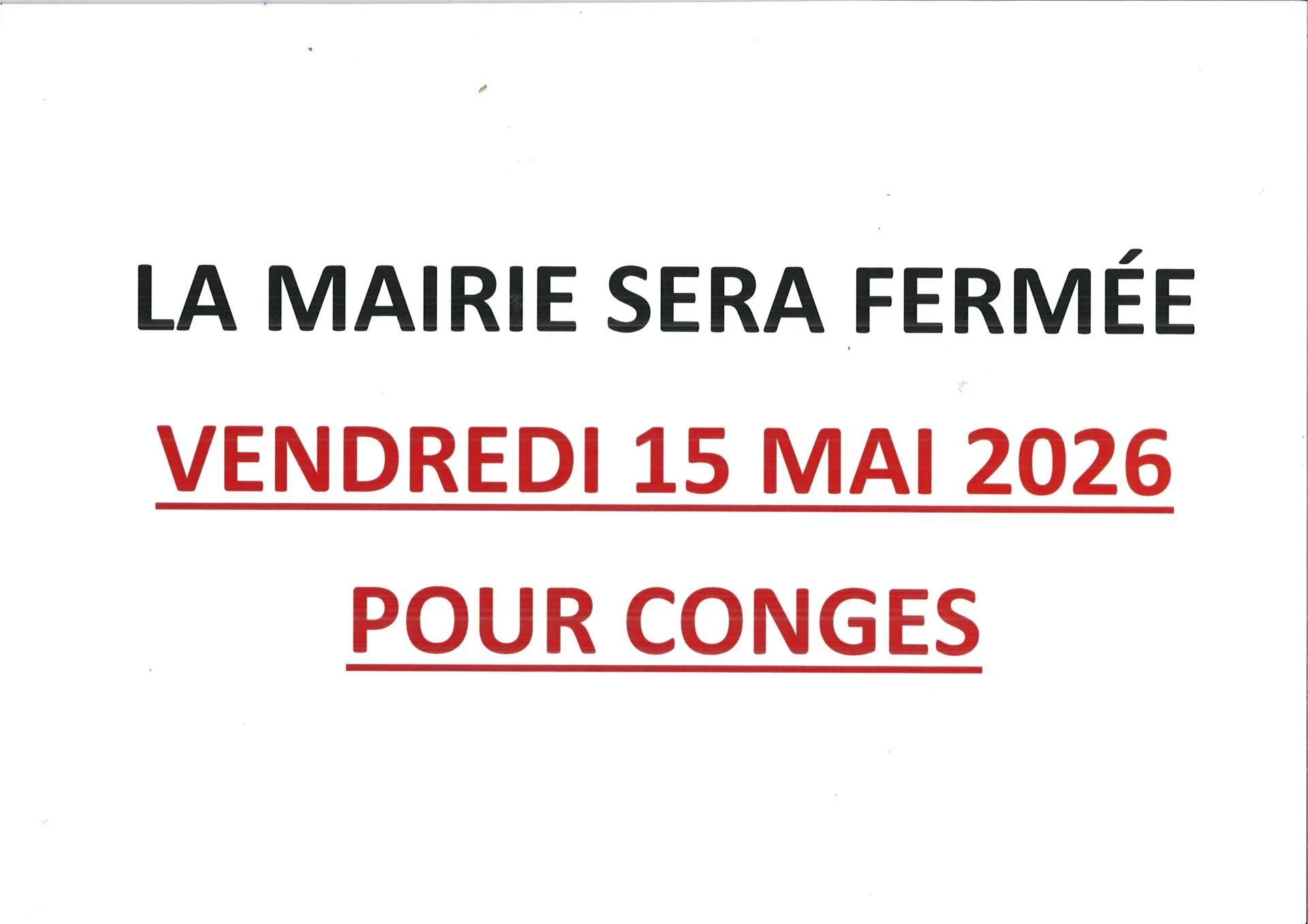Fermeture mairie mai 2026