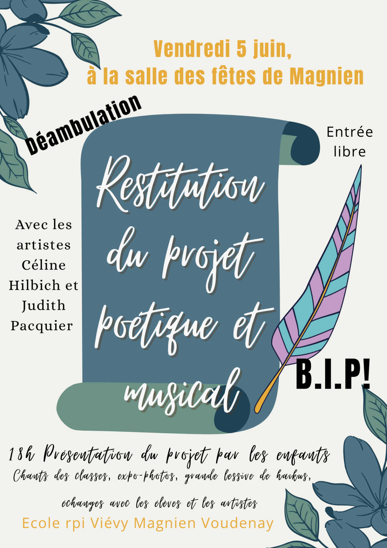 Green and white floral event world poetry day flyer 1